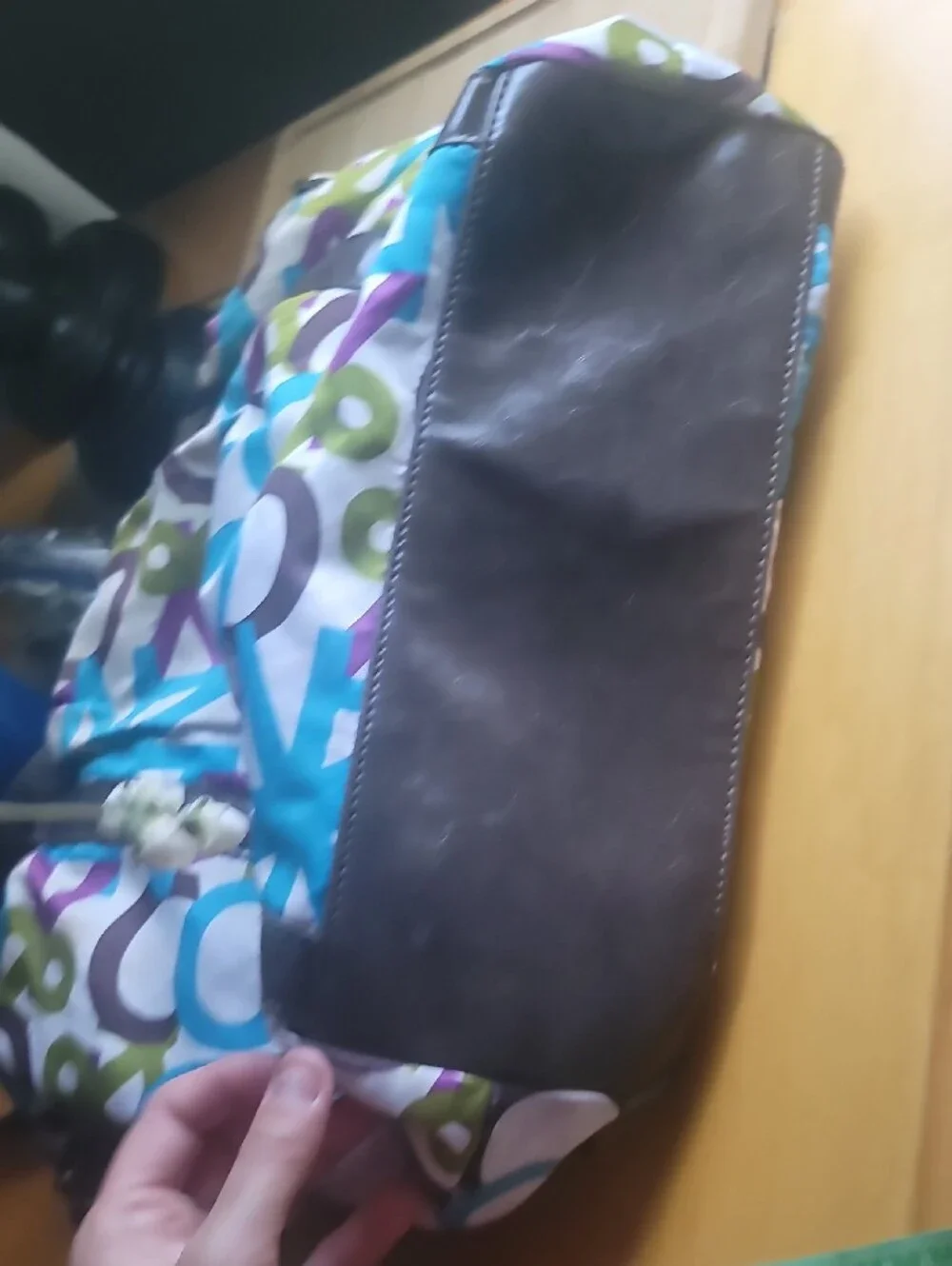 NY & Company Patterned Multicolor Tote Bag with Dark Trim